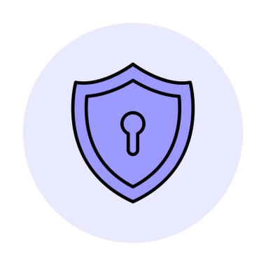 Anahtar deliği düz simgesi olan kalkan, vektör illüstrasyonu