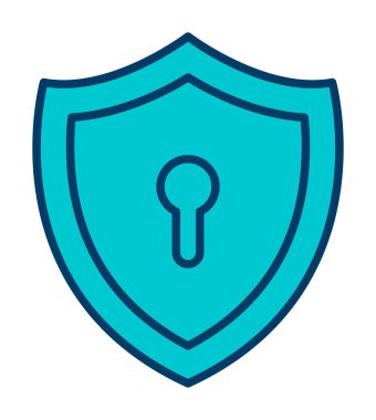 Anahtar deliği düz simgesi olan kalkan, vektör illüstrasyonu