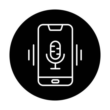 Beyaz arkaplan üzerinde Mobil Ses Yardımcı Vektör çizimi