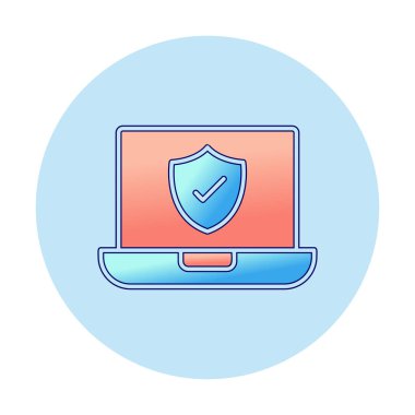 Güvenli dizüstü bilgisayar ikonu vektör çizimi