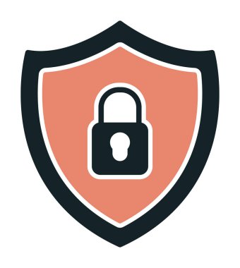 Güvenlik kalkanı düz simgesi, vektör illüstrasyonu 