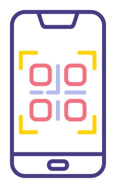 Basit Smartphone QR Kod simgesi, vektör illüstrasyonu