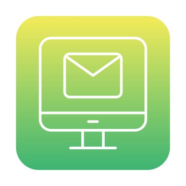 Beyaz arkaplanda bilgisayar e- posta vektör illüstrasyonu