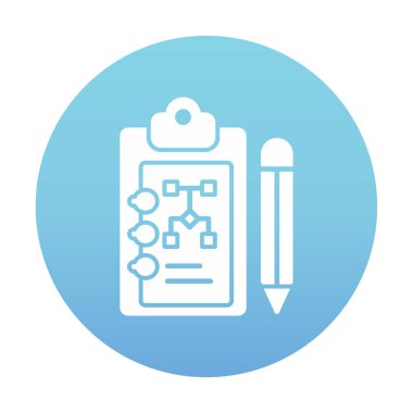 Kalem simgesi, vektör illüstrasyonlu pano üzerinde plan 