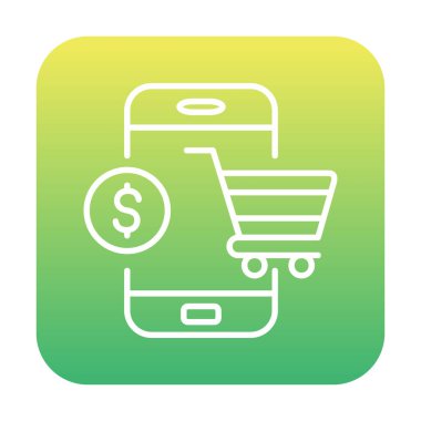 Mobil Online Alışveriş simgesi. Vektör illüstrasyonu