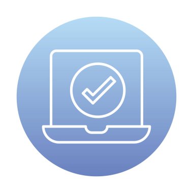 Dizüstü bilgisayardaki işaret simgesini kontrol et, vektör illüstrasyonuName 