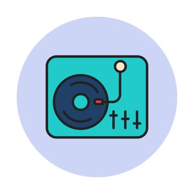 Basit vinil oynatıcı Turntable simgesi, vektör illüstrasyonu