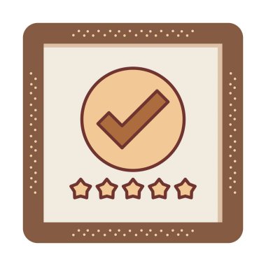 işaretleme işareti ve beş yıldız simgesi, vektör illüstrasyonu