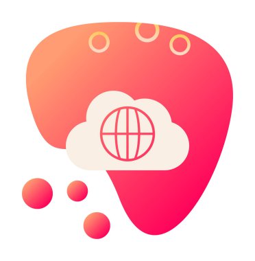 Dünya Bulutu web servisi. Bulut Hesaplama Simgesi. Basit kabartma biçimi.