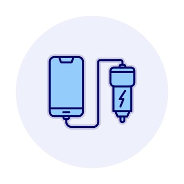 Araç telefonu şarj etme simgesi, vektör illüstrasyonu 