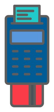 Pos Terminal Düz Simgesi Beyaz Arkaplanda