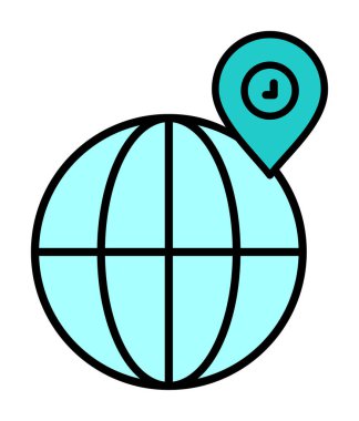 Basit Globe Konum simgesi, vektör illüstrasyonu