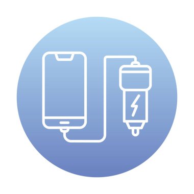 Araç telefonu şarj etme simgesi, vektör illüstrasyonu 