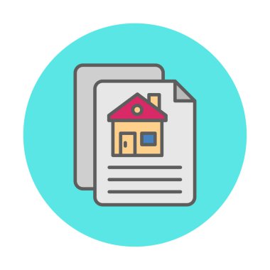 Kağıtların ve ev simgesinin vektör çizimi. İnşaat Sözleşmesi                         