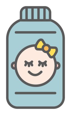 Bir bebek talk pudrası ikonunun düz bir şekilde çizimi 