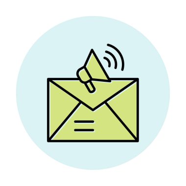 Basit E- posta Pazarlama simgesi, vektör illüstrasyonu