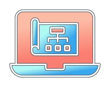 Dizüstü bilgisayar ekranındaki proje web simgesi, vektör illüstrasyonu