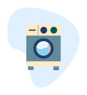 çamaşır makinesi simgesi, vektör illüstrasyonu