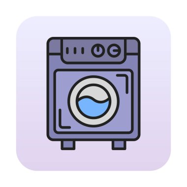 çamaşır makinesi simgesi. Kıyafetler için çamaşır makinesi vektör simgesi çizimi.                                        