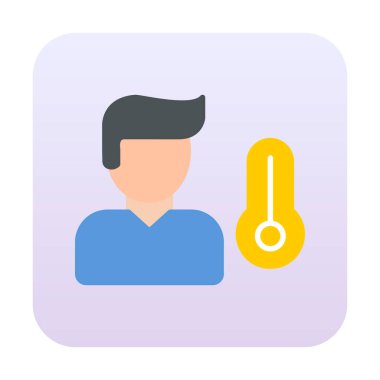 Hasta kişi ikonu. Yüksek sıcaklık simgesi. Vektör illüstrasyonu.