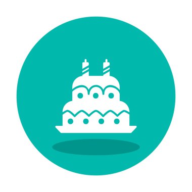 Mumlu doğum günü pastası. Web simgesi vektör illüstrasyonu