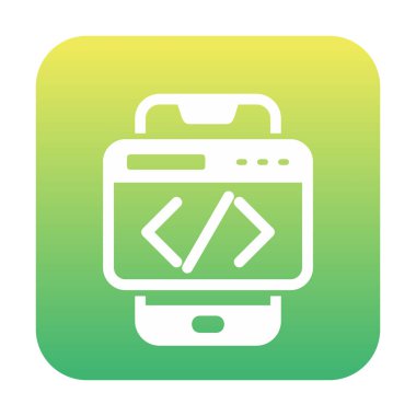 Beyaz arkaplanda akıllı telefon kodlama vektör çizimi