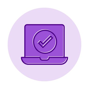 Dizüstü bilgisayardaki işaret simgesini kontrol et, vektör illüstrasyonuName 