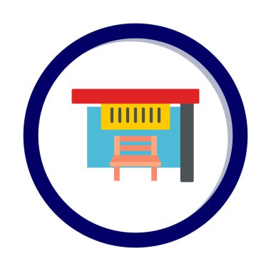 Otobüs Durağı Web simgesi vektör illüstrasyonu