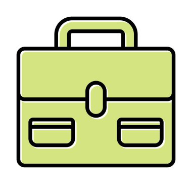 Evrak çantası vektör düz simgesi. İş durumu simgesi, bavul emojisi, vektör illüstrasyonu