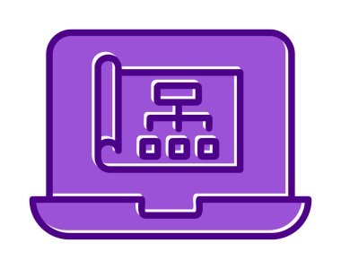 Dizüstü bilgisayar ekranındaki proje web simgesi, vektör illüstrasyonu