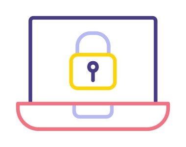 Dizüstü bilgisayar ekranına kilitle. Güvenlik kavramı vektör illüstrasyonu