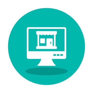 dükkan, Online Shop konsepti, vektör illüstrasyon tasarımı olan bilgisayar ekranı
