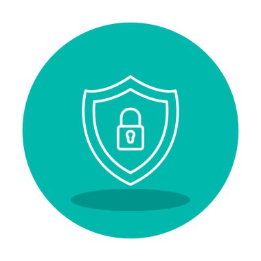 Güvenlik kalkanı düz simgesi, vektör illüstrasyonu 