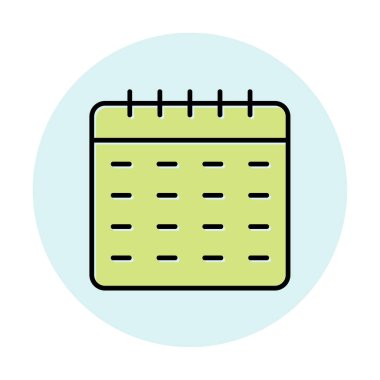 Takvim düzlüğü simgesi, vektör illüstrasyonu 