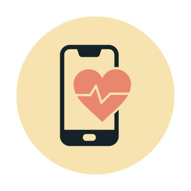 Akıllı telefon ekranında kalp atış hızı sembolü, satır biçimi simgesi, vektör tasarımı 