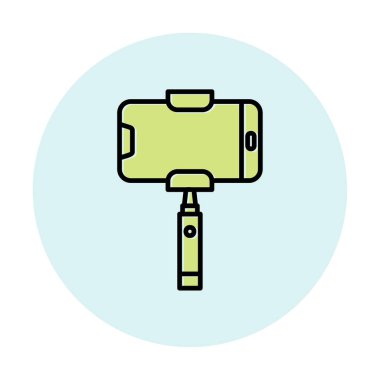 Akıllı telefon web simgesi, vektör illüstrasyonlu selfie çubuğu 