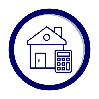 Ev Maliyeti Hesaplayıcı Simgesi, Renkli Vektör İllüstrasyonu