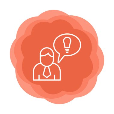 Fikri olan iş adamı, ampul ikonu vektör illüstrasyonu