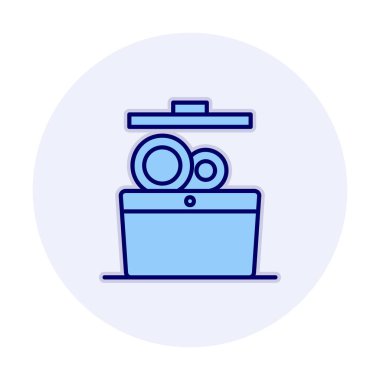 Bulaşık makinesi düz simgesi. Vektör çizim