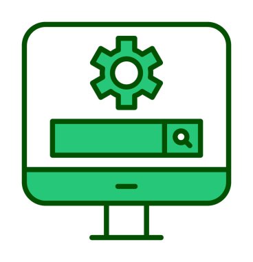 Beyaz arkaplanda Bilgisayar Arama Motoru vektör çizimi