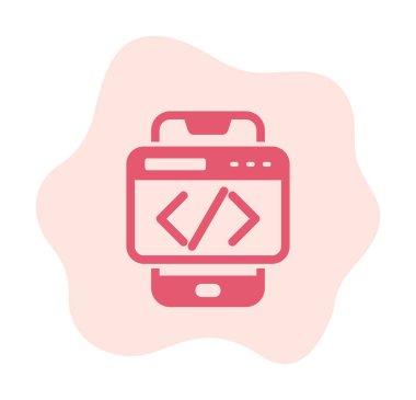 Beyaz arkaplanda akıllı telefon kodlama vektör çizimi