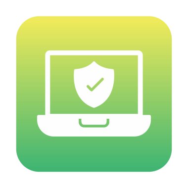 Güvenli dizüstü bilgisayar ikonu vektör çizimi