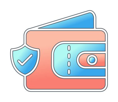 Basit Cüzdan Güvenliği simgesi, vektör illüstrasyonu