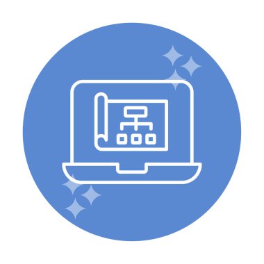 Dizüstü bilgisayar ekranındaki proje web simgesi, vektör illüstrasyonu