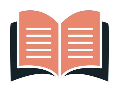 Basit Açık Kitap simgesi, vektör illüstrasyonu