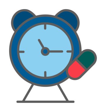 Alarm saati ve kapsül düz simgesi, vektör illüstrasyonu             