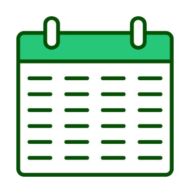 Takvim düzlüğü simgesi, vektör illüstrasyonu 