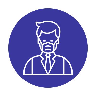 Yüz maskesi çizgisi ikonu, hastalık önlemenin vektör piktogramı. Koronavirüsten korunma giysisi, hava kirliliği, toz, grip illüstrasyonu, tıbbi gereç deposu tabelası.