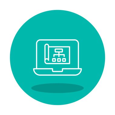 Dizüstü bilgisayar ekranındaki proje web simgesi, vektör illüstrasyonu