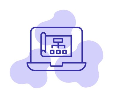 Dizüstü bilgisayar ekranındaki proje web simgesi, vektör illüstrasyonu